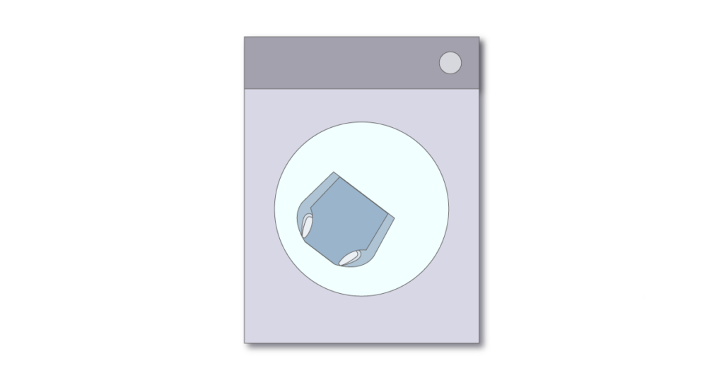 洗濯機でおむつカバーを洗うイラスト