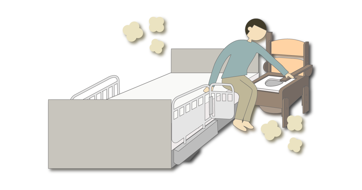 床や壁に臭いが残る様子のイラスト