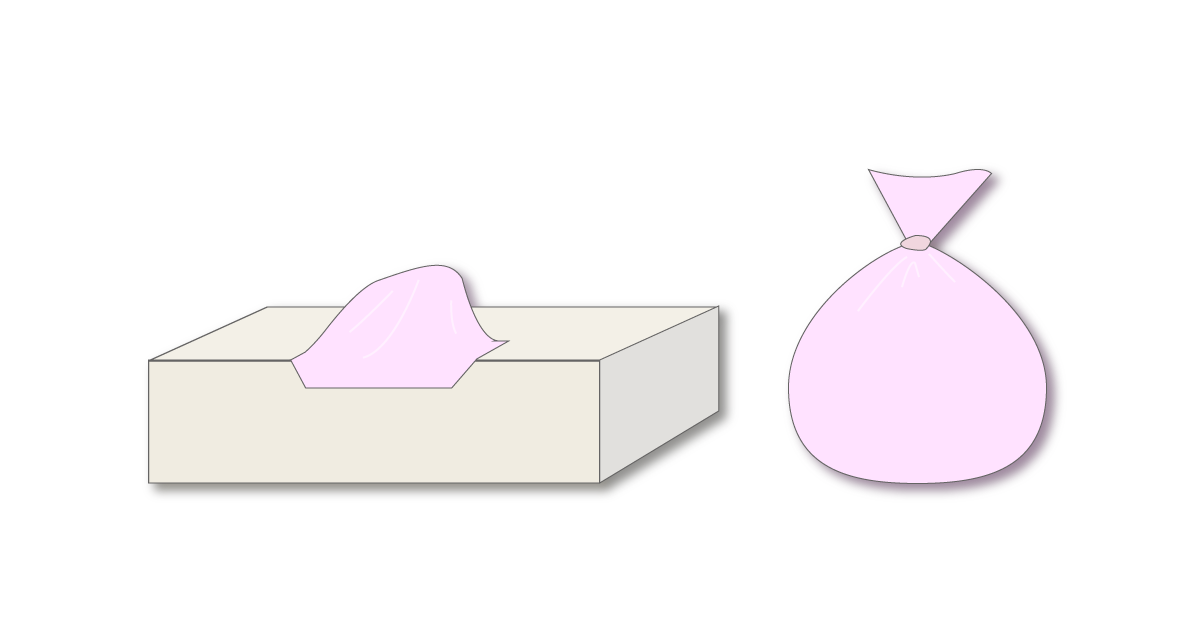 使用済みおむつを防臭袋に入れるイラスト