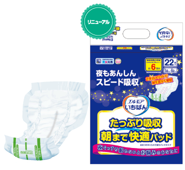 エルモアいちばん たっぷり吸収朝まで快適パッドの製品画像
