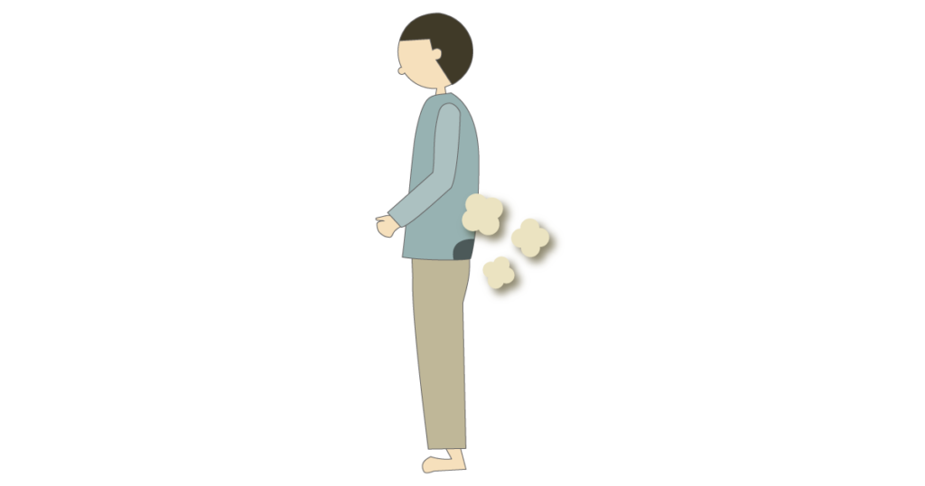 尿漏れによる肌着やシャツの尿臭を示すイラスト