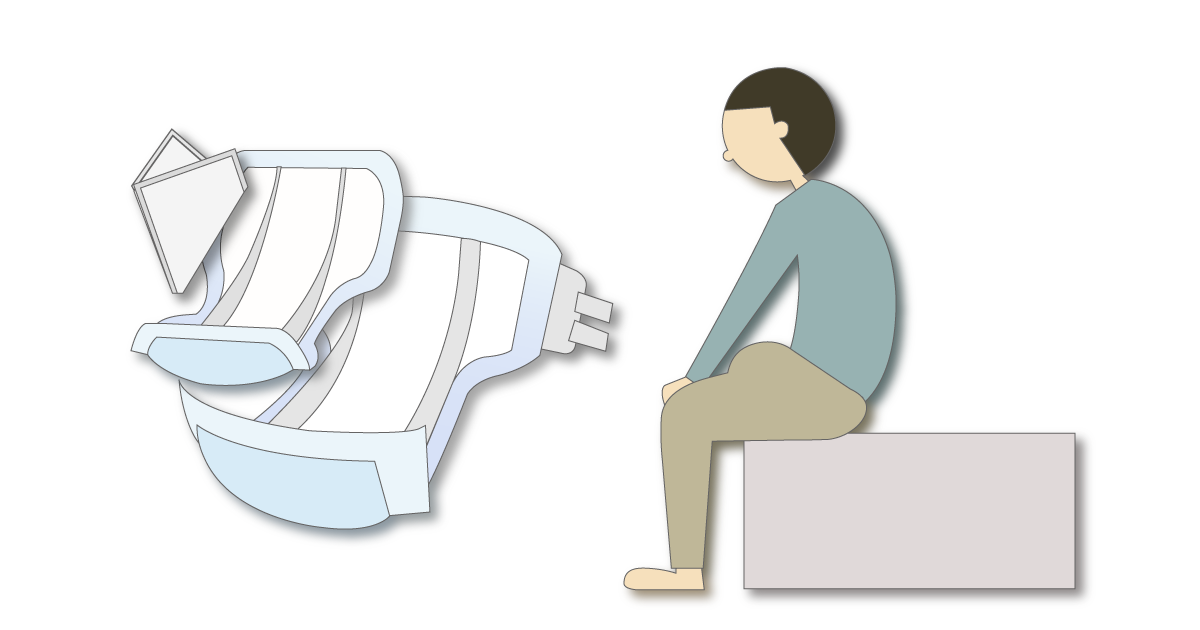 尿とりパッドを2枚重ねる様子と着用者を示す図