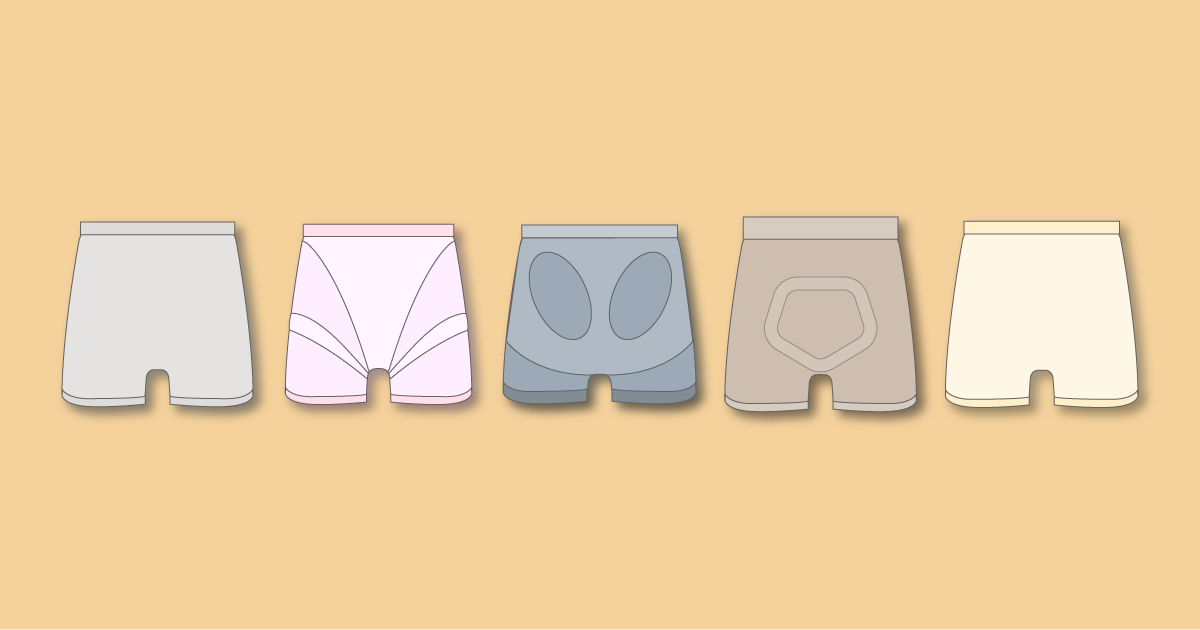 ホルダーパンツの種類を示す5種類のイラスト