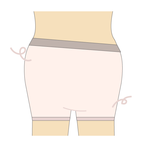 洗濯で生地が伸びて劣化したホルダーパンツのイラスト