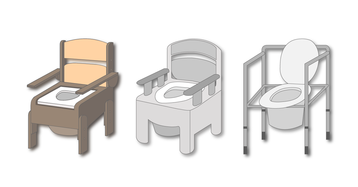 樹脂製と金属製のポータブルトイレを並べたイラスト