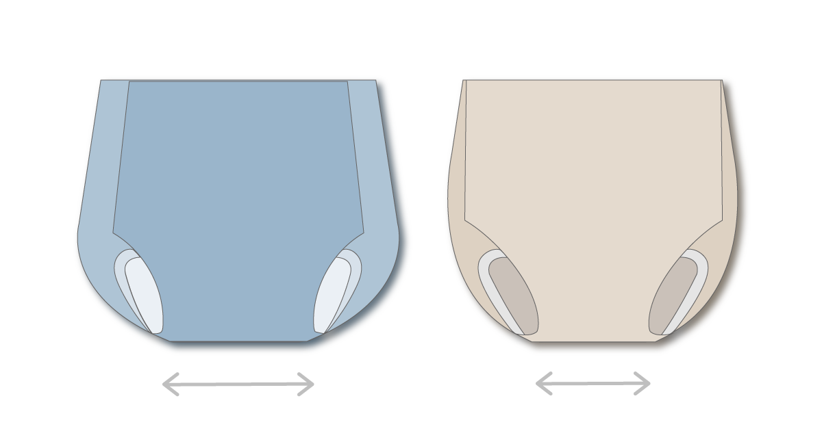 Comparison of the shapes of openable pad-holding pants and diaper covers
