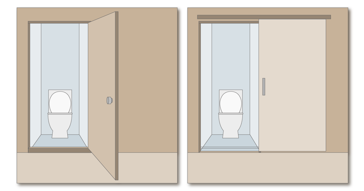 トイレの開き戸を引き戸に取り替える前後比較