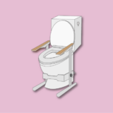 置き型のトイレ用手すりを設置した洋式トイレのイラスト